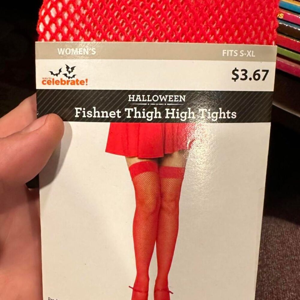 Women's Red Hosiery-tights crosshatch fishnet sexy halloween costume
